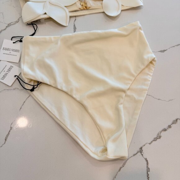 🌺 BAHIA MARIA x Anthropologie Plumeria Bikini Top Bottoms Swim Set Ivory White - Picture 10 of 16